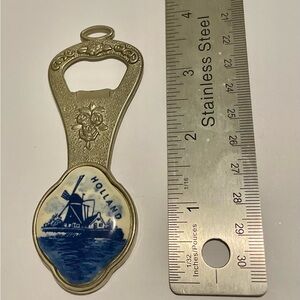Delft Dutch Holland Windmill Vintage Bottle Opener